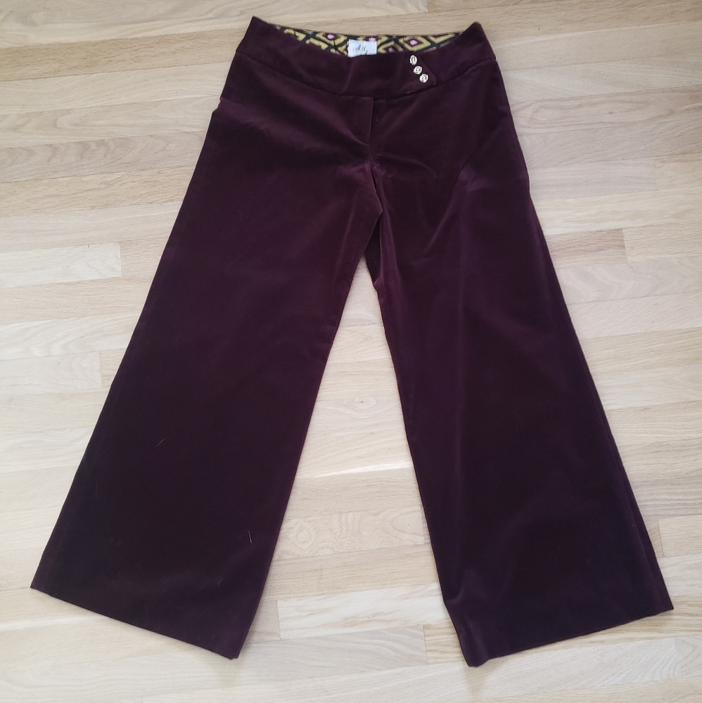 Milly Wideleg Crop Faux Velvet Pants